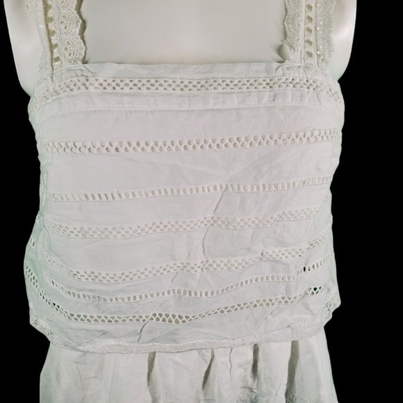 TopShop Boho Eyelet Lace Trim Overly Crochet Cotton Sundress White Sz 6 - Picture 5 of 13
